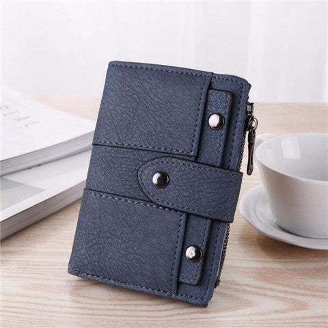 Short Zipper Solid Color Multifunctional Card Holder