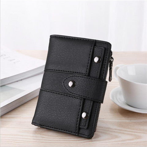 Short Zipper Solid Color Multifunctional Card Holder