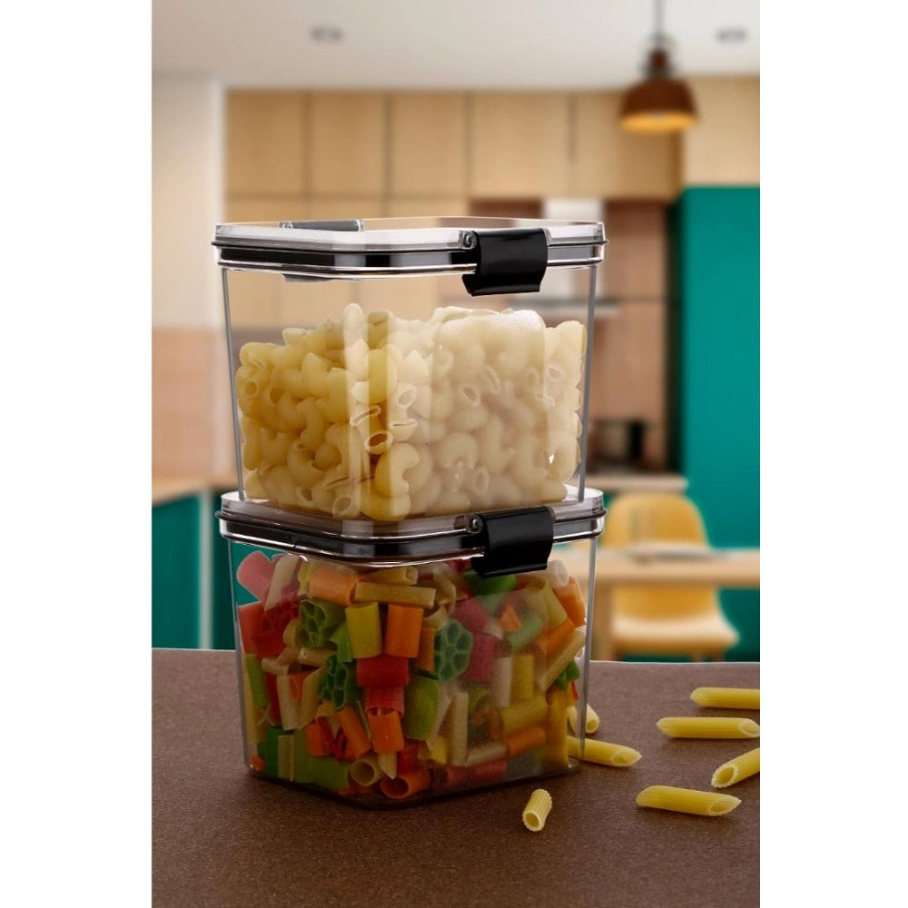 Generic Plastic 4-Pcs Set Square Shape Kitchen Storage Container (Multicolor)