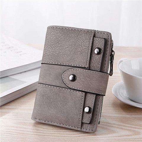 Short Zipper Solid Color Multifunctional Card Holder