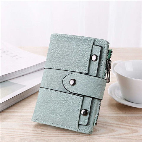 Short Zipper Solid Color Multifunctional Card Holder