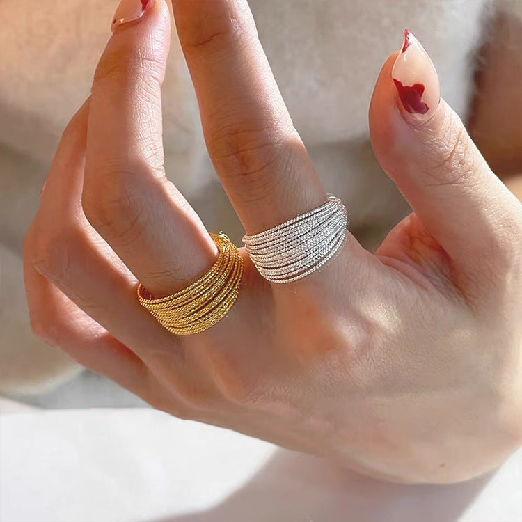 Gold Silver Circle Open Ring Women's All-matching Graceful Fashion Ring