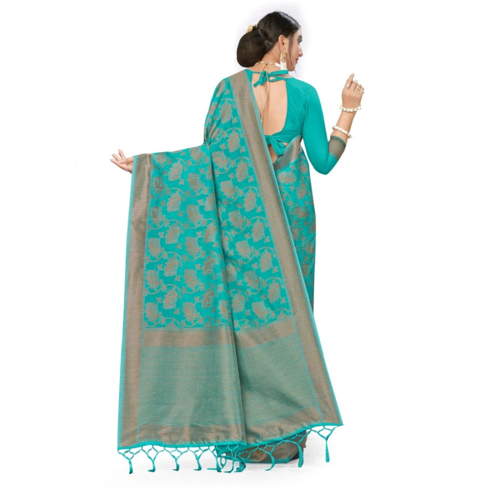 Generic Women's Banarasi (Spun Cotton) Saree (Firoji,5-6 Mtrs)