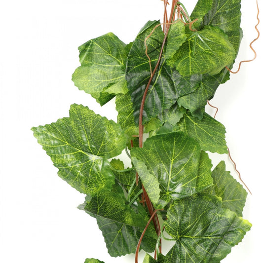 Generic Pack Of 5 Silk Polyester Artificial Grape Leaf Vine Hanging Garland Foliage Flowers Leaf Plants For Wall Decoration (Color: Green,Length: 15 Feet)
