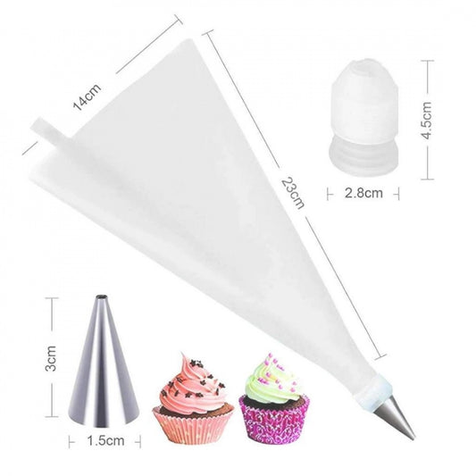 Generic Pack Of 3_Cake Decorating Nozzle with Piping Bag Stainless Steel Piping Cream Frosting Nozzles (Color: Assorted)