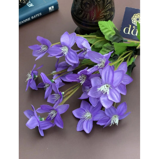 Generic Artificial Flowers Bunch Bouquet Of Purple Blossoms For Home Decoration (Color: Purple, Material: Silk Polyester)