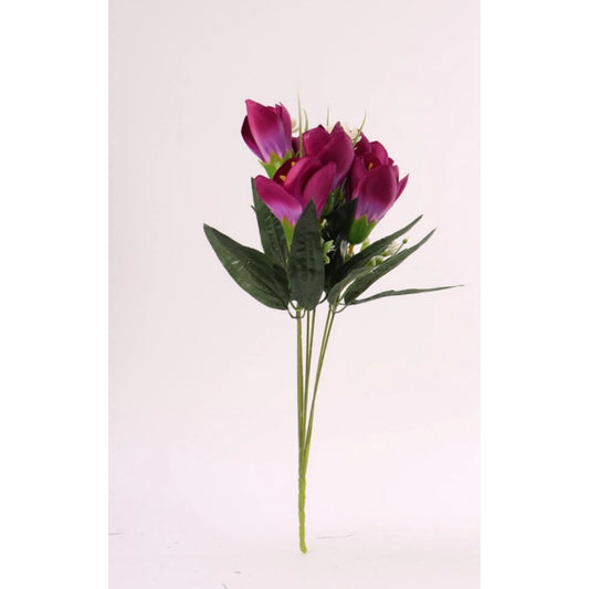 Generic Artificial Flowers Bunch Bouquet Of Daffodil Tulip Flowers For Home Decoration (Purple, Material:Silk, Polyester)