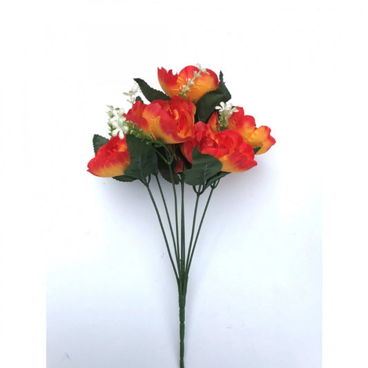Generic Artificial Flowers Bunch Bouquet Of 7 Poppy Flowers For Home Decoration (Orange, Material:Silk, Polyester)