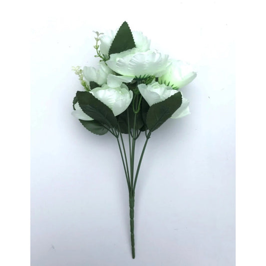 Generic Artificial Flowers Bunch Bouquet Of 7 Poppy Flowers For Home Decoration (White, Material:Silk, Polyester)