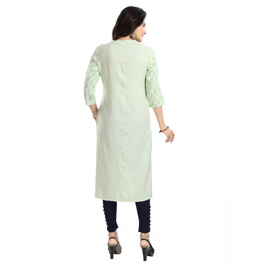 Generic Women's 3/4th Sleeve Viscose Blend Tunic Long Kurti (Green)