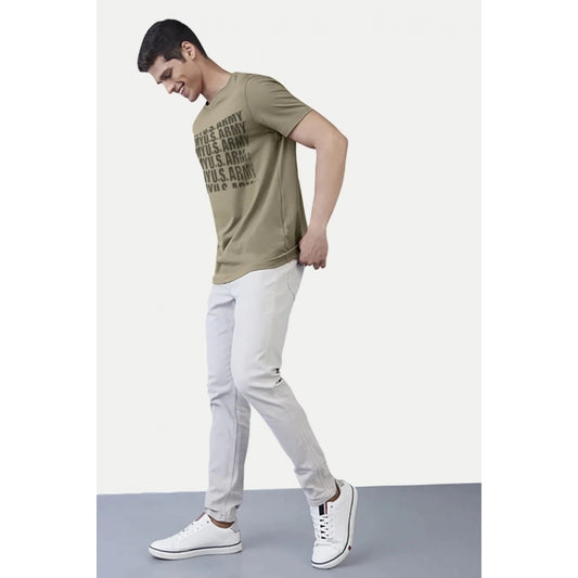 Generic Men's Casual Half sleeve Printed Cotton Crew Neck T-shirt (Green)