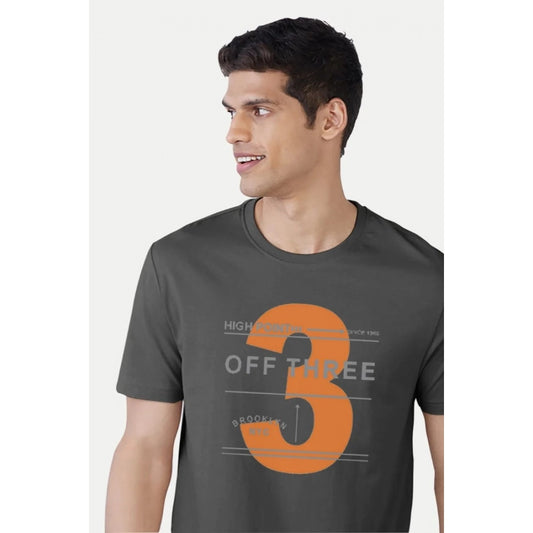 Generic Men's Casual Half sleeve Printed Cotton Crew Neck T-shirt (Black)