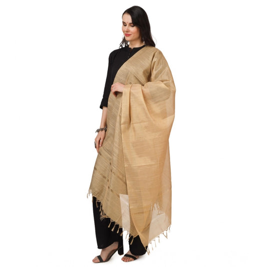 Generic Women's Chanderi Solid Dupatta (Gold, Length: 2.25 to 2.50 Mtr)