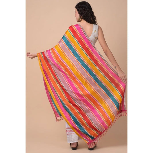 Generic Women's Chanderi Printed Dupatta (Multicolor, Length: 2.25 to 2.50 Mtr)