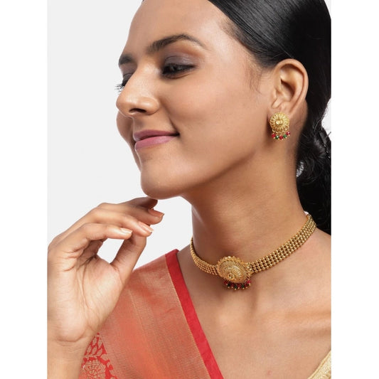 Generic Women's Rose Gold Plated Alloy Necklace & Earings Set (Gold)