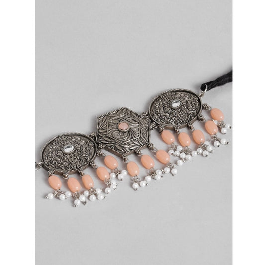 Generic Women's Rose Gold Plated Alloy Necklace & Earings Set (Orange)