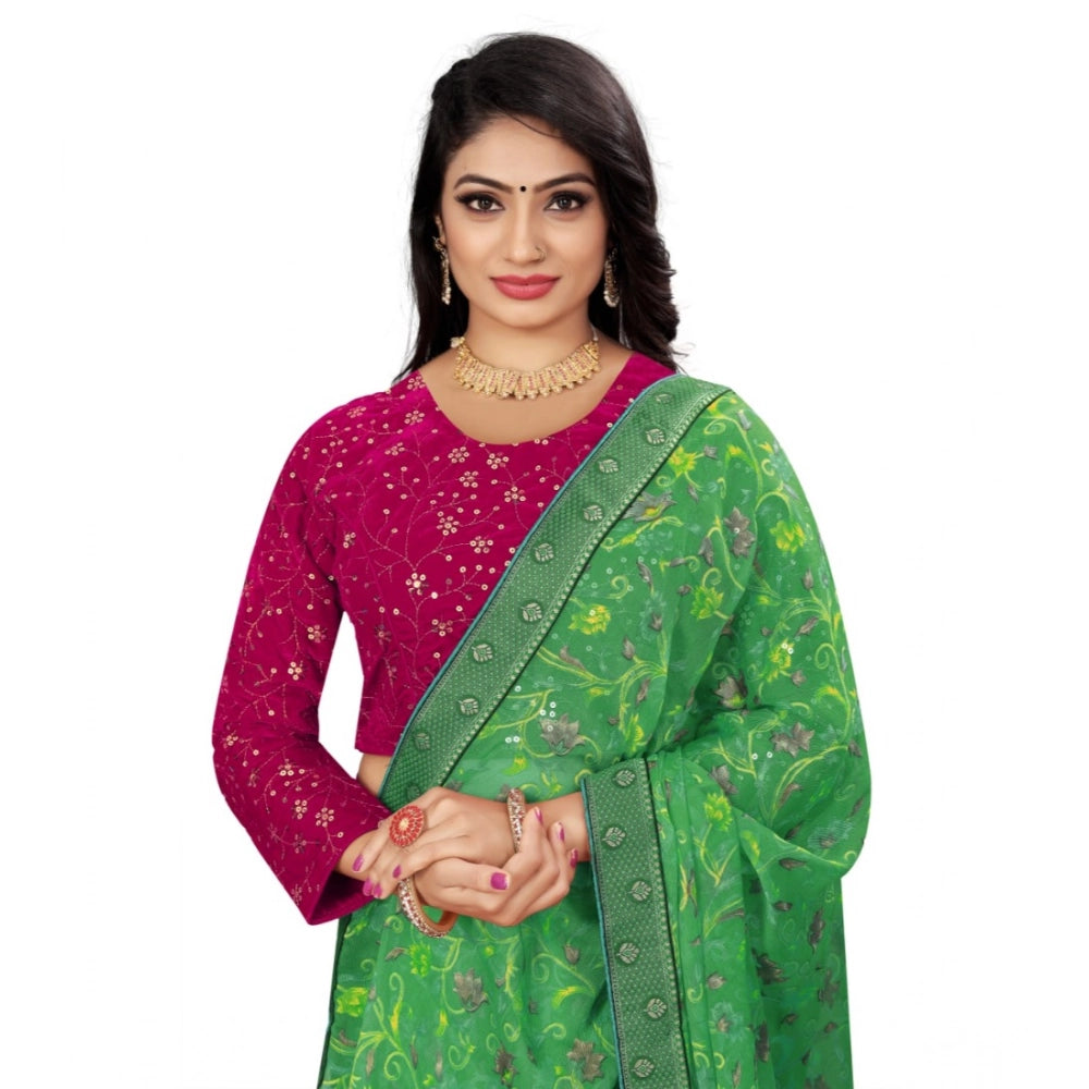 Generic Women's Velvet Embroidery Readymade Blouse (Pink, Size: Free Size)