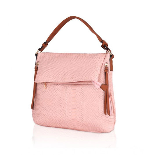 Generic Women's Faux Leather Textured Sling Bag (Pink)