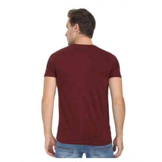 Generic Men's Casual Short Sleeves Cotton Round Neck T-shirt (Maroon)