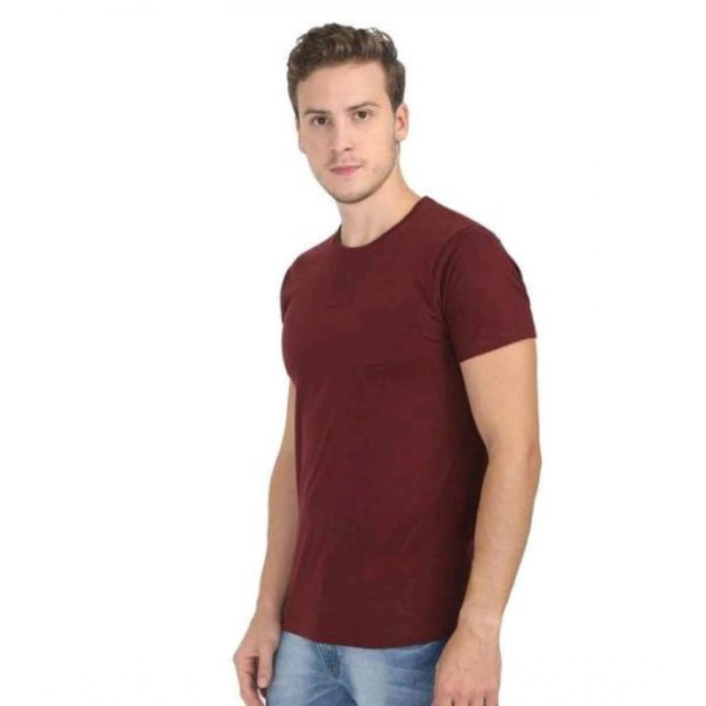Generic Men's Casual Short Sleeves Cotton Round Neck T-shirt (Maroon)