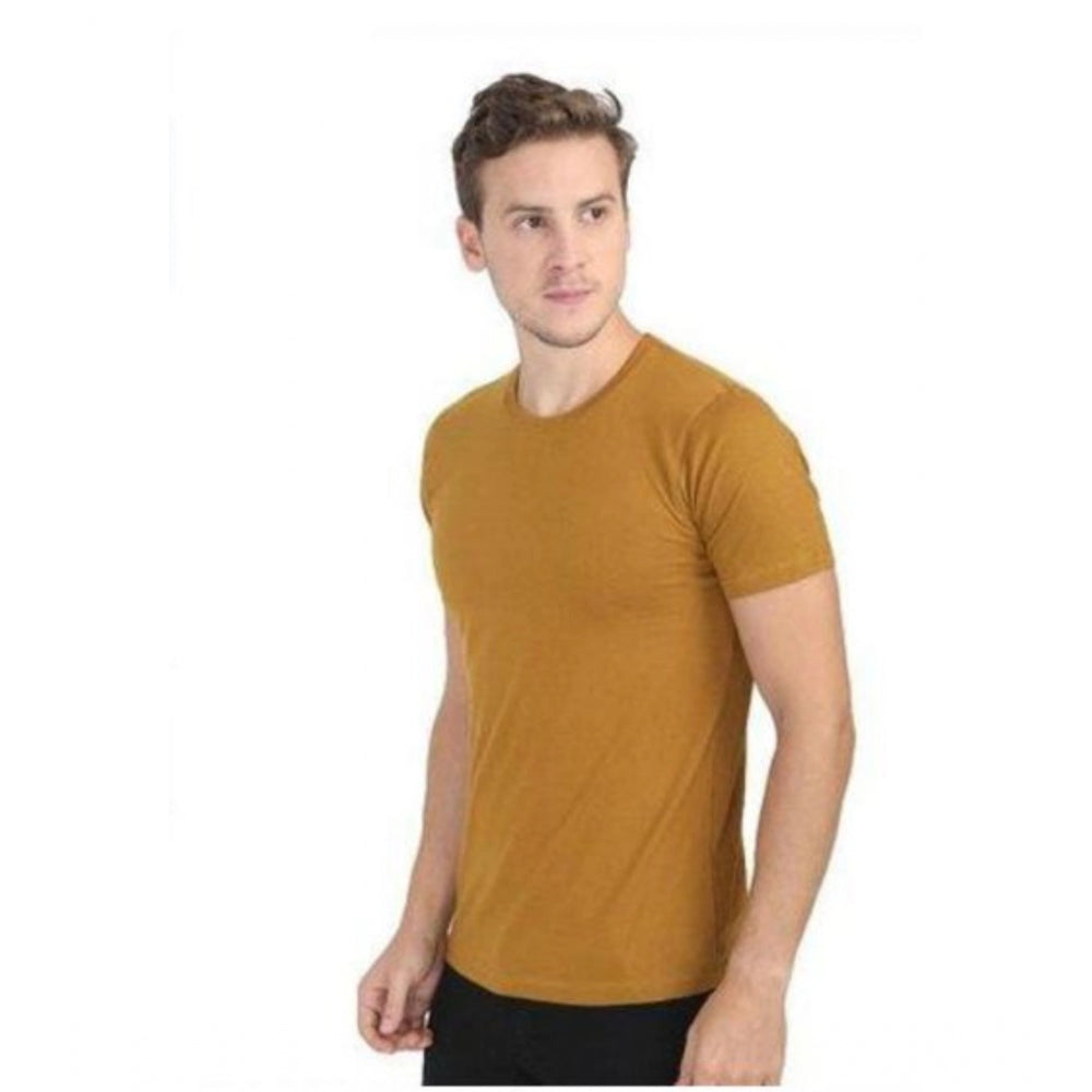 Generic Men's Casual Short Sleeves Cotton Round Neck T-shirt (Mustard)