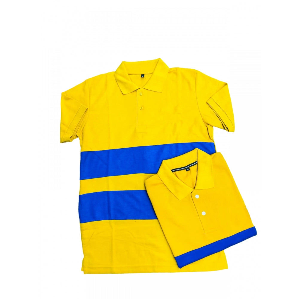 Generic Men's Casual Short Sleeves Cotton Polo Neck T-shirt (Mustard)
