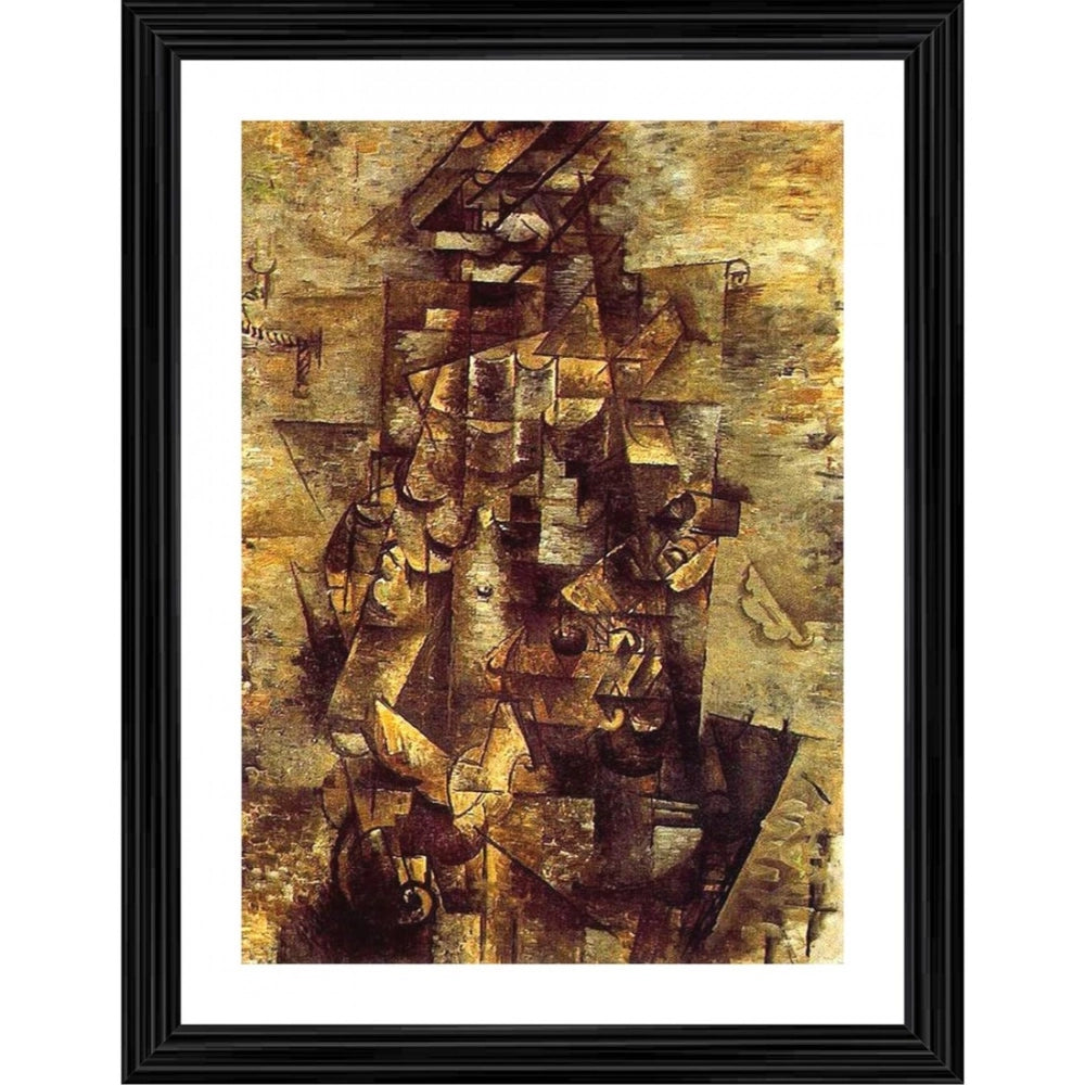 Generic Man with guitar 1911 Painting With Wood Photo Frame (Multicolor)