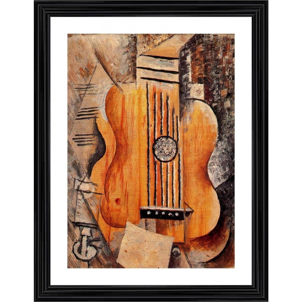 Generic Guitar I Love Eva 1912 Painting With Wood Photo Frame (Multicolor)