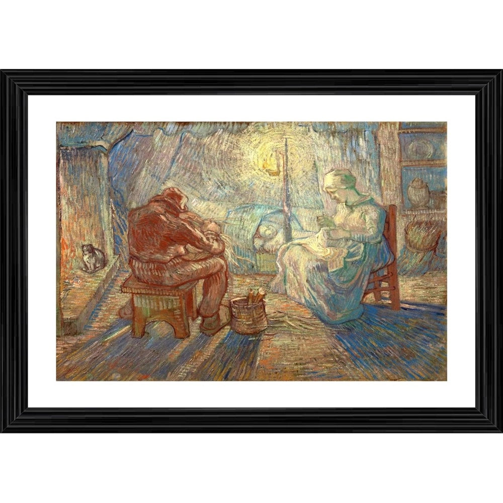 Generic Evening 1889 Painting With Wood Photo Frame (Multicolor)