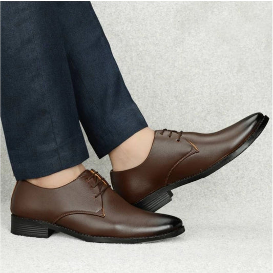 Generic Men's Faux Leather Formal Shoes (Brown)