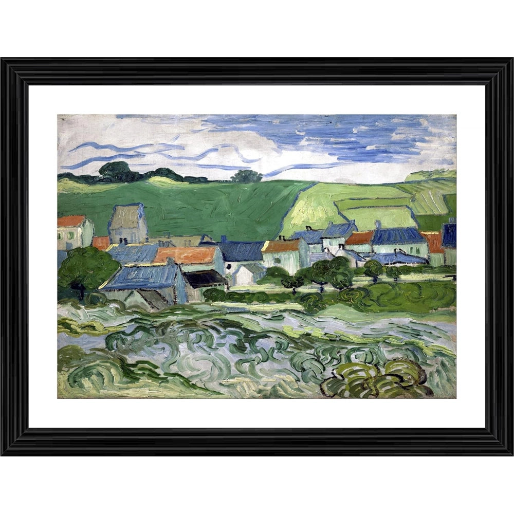 Generic View of Auvers 1890 Painting With Wood Photo Frame (Multicolor)