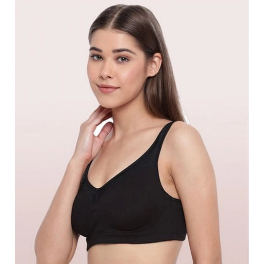 Enamor A112 Women's Cotton Full Support Bra (Black)