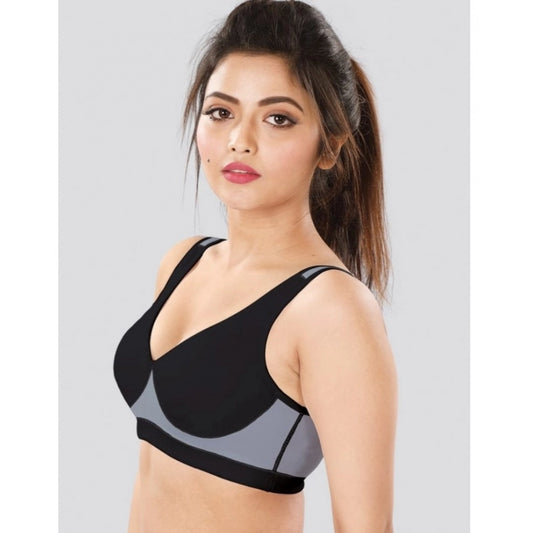 Dermawear SB-1102 Women's 4D Stretch Sports Bra (Black-Grey)