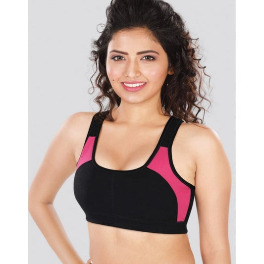 Dermawear SB-1101 Women's 4D Stretch Sports Bra (Black-Pink)