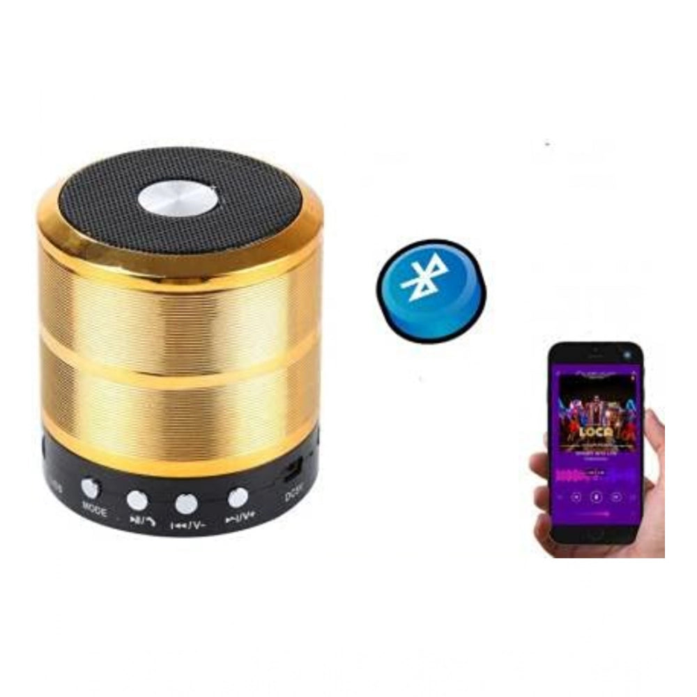 Generic Plastic Rubber Wireless WS887 Bluetooth Speaker (Gold)