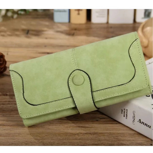 Generic Women's Faux Leather Medium Snap Button Wallet (Green)