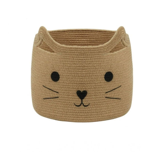 Cotton Large Storage Cat Basket 15x11 Inch Pack of 1 (Beige)