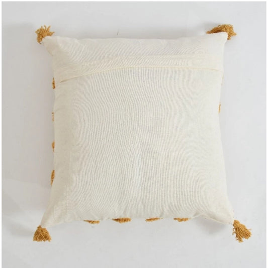 Generic Cotton Diamond Tufted Cushion Pillow Cover 16x16 Inch Pack of 2 (Yellow)