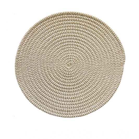 Generic Cotton Dining Table Round Placemat Mats Set of 4 (Beige White)
