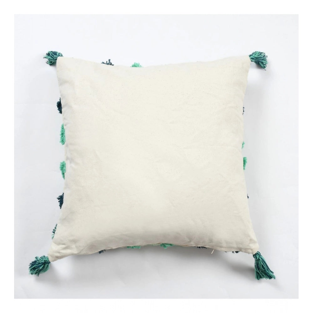 Generic Cotton Tufted Cushion Pillow Cover 16x16 Inch Pack of 2 (Green)