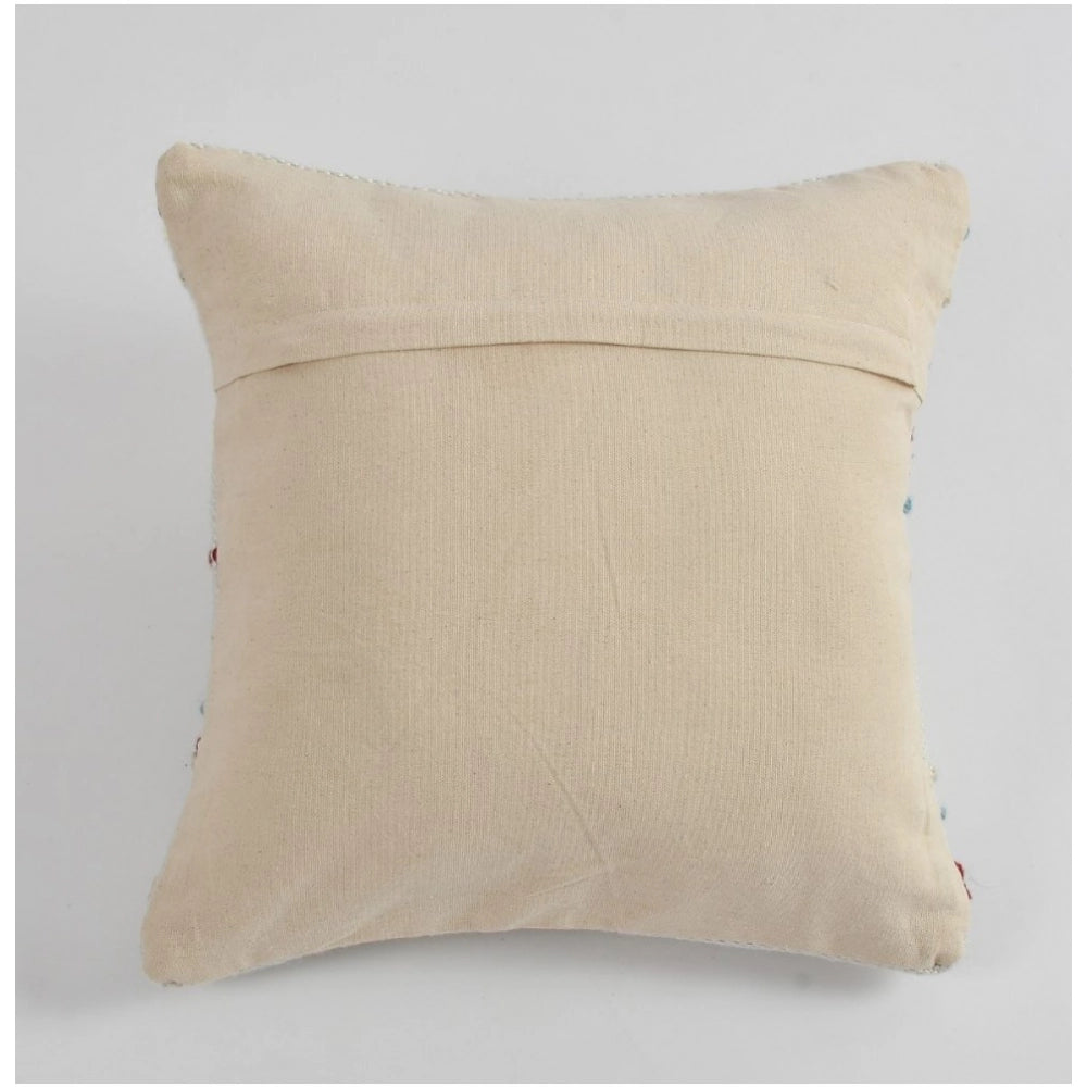 Generic Cotton Handcrafted Pit Loom Cushion Cover 16x16 Inch Pack of 2 (Sea Green)