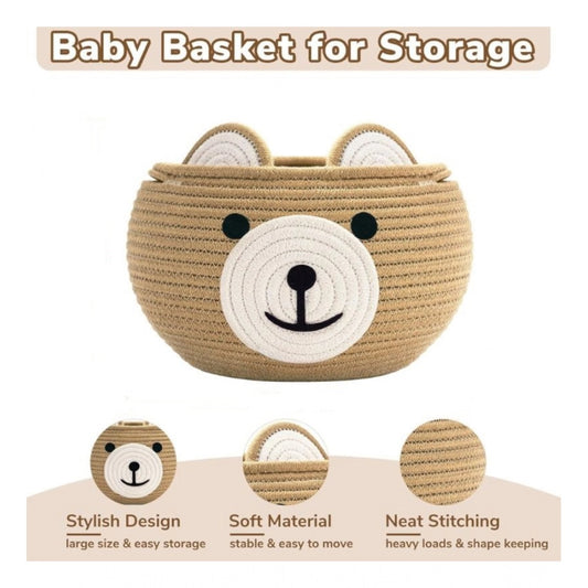 Generic Cotton Bear Shaped Storage Baskets Pack of 1 (Beige)