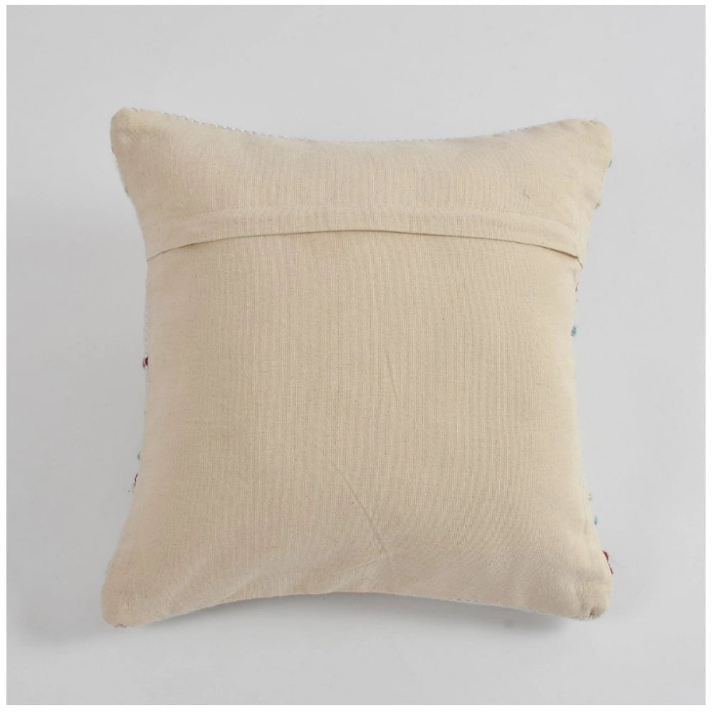 Generic Cotton Handcrafted Pit Loom Cushion Cover 16x16 Inch Pack of 2 (Sea Green)