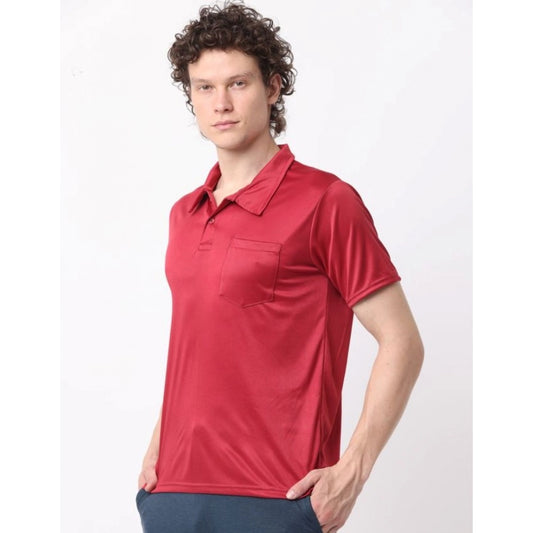 Generic Pack of 2 Men's Casual Cotton Blend Solid Short Sleeve Tshirts (Multicolor)