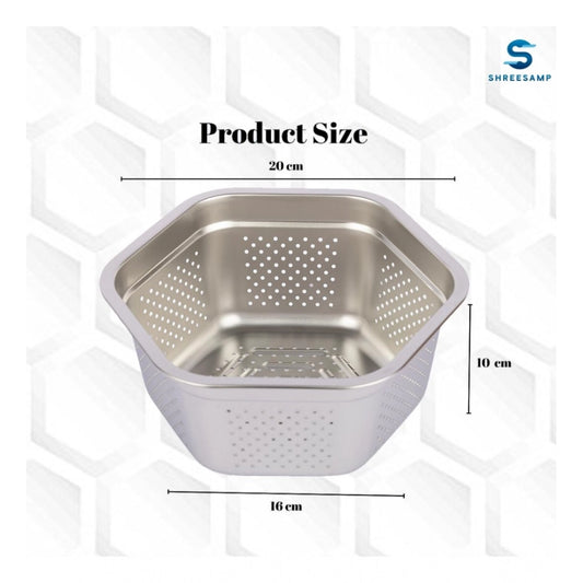 Generic Steel Washing Stainless Steel Colander Basin (Silver)
