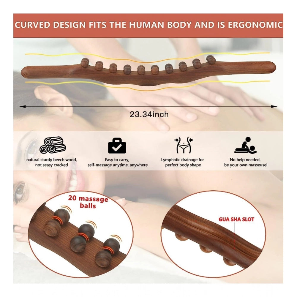 Generic Wood Gua Sha Stick Therapy Massager (Brown)