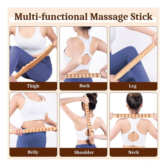 Generic Wood Gua Sha Double Row Stick Massager (Wood)