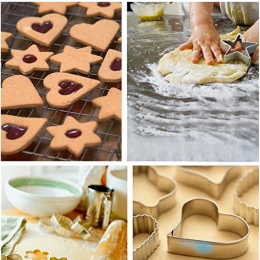 Generic Steel & Plastic 12 Pcs Cookie Cutter with Different Shape (Multicolor)