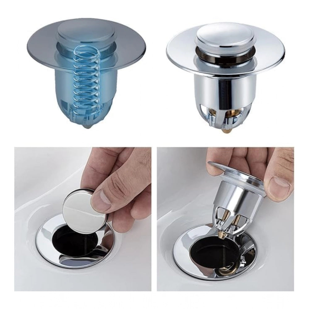 Generic Plastic Stainless Steel Pop-Up Sink Stopper (Silver)