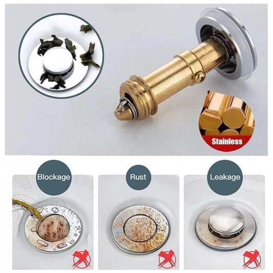 Generic Plastic Stainless Steel Pop-Up Sink Stopper (Silver)